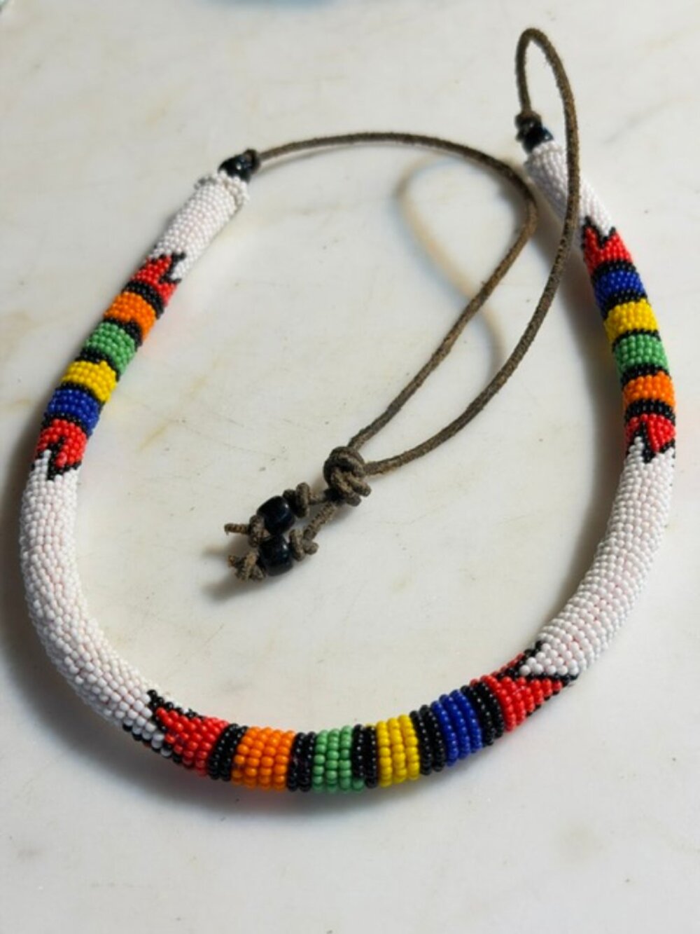 African Beaded Rope Necklace Traditional Zulu Style Choker